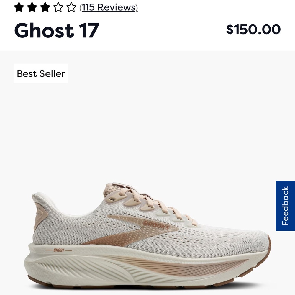 Brooks Cream Athletic Shoes Ghost 17